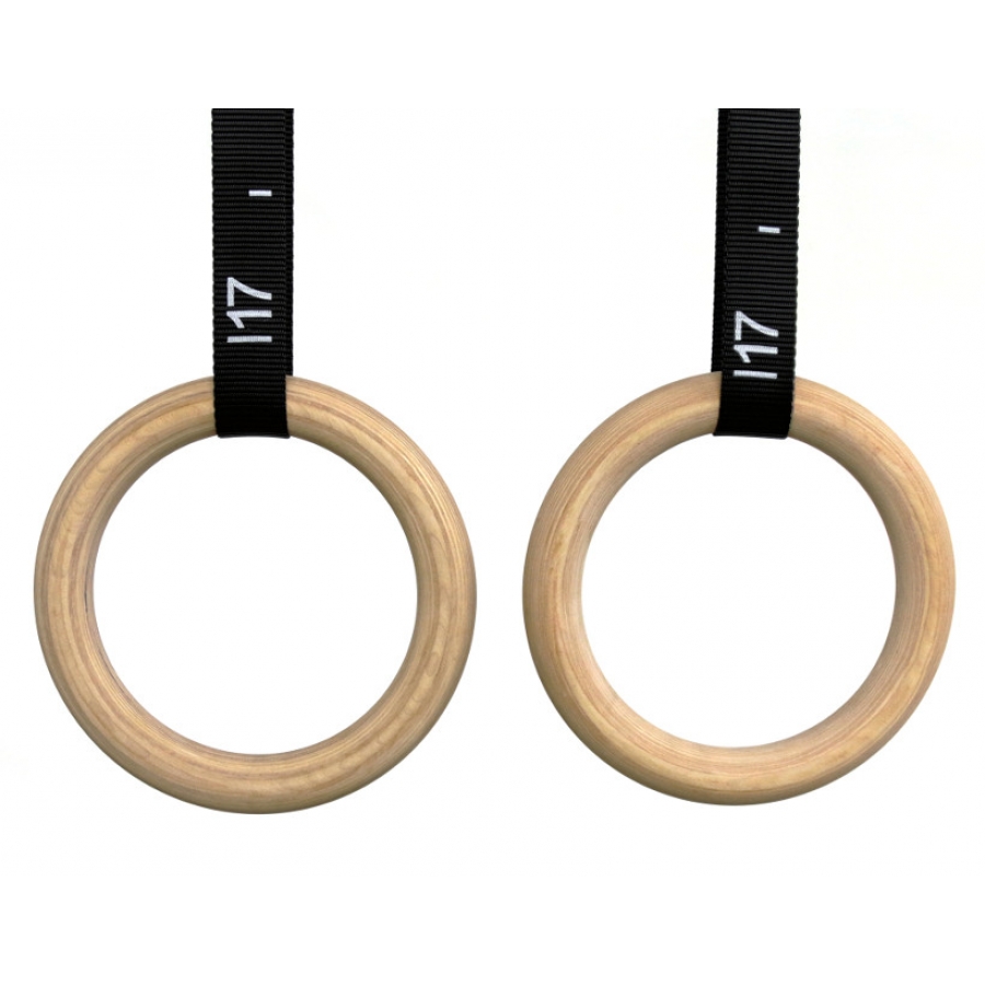 CFF Wood Olympic Gym Rings w/ Straps